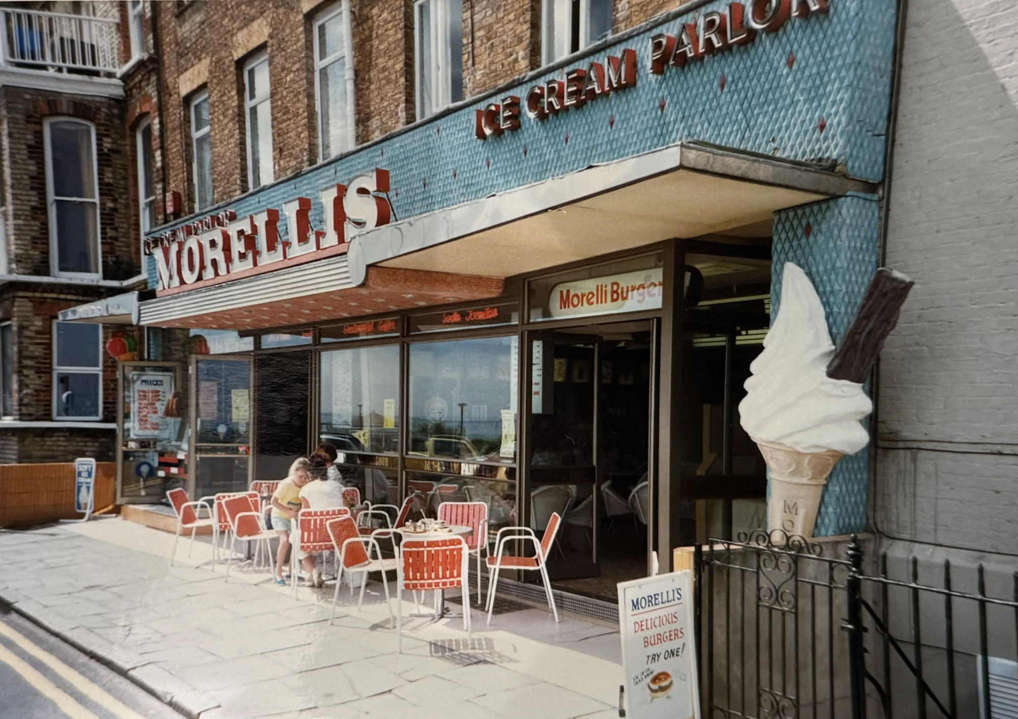 The original Morelli's parlour frontage with its giant ice cream cone