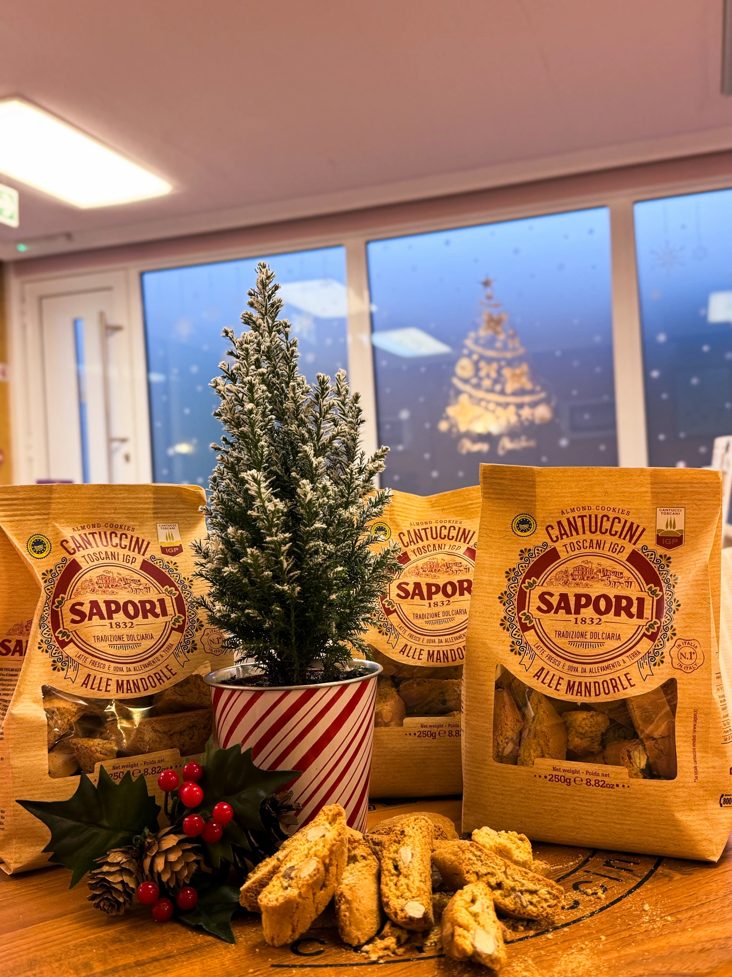 Cantuccini and festive treats on the parlour counter
